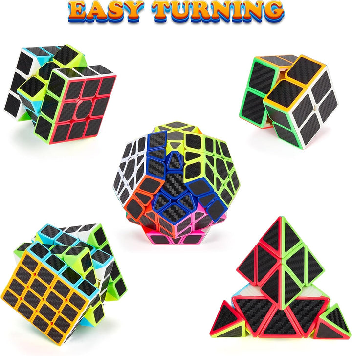 Coolzon Speed Cube Set Pyraminx + Megaminx + 2 x 2 + 3 x 3 x 3 + 4 x 4 5 Stück in Geschenkbox, Cubo,