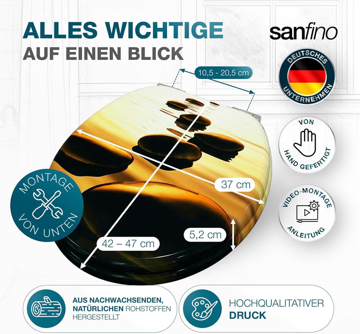 Premium WC Sitz mit Absenkautomatik – hochwertige Toilettendeckel aus Holz, viele bunte Motive, hohe