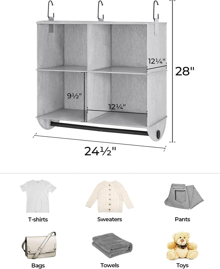 StorageWorks Hängeregal Kleiderschrank mit Metallstange, Hängeorganizer für Kleiderschrank, platzspa