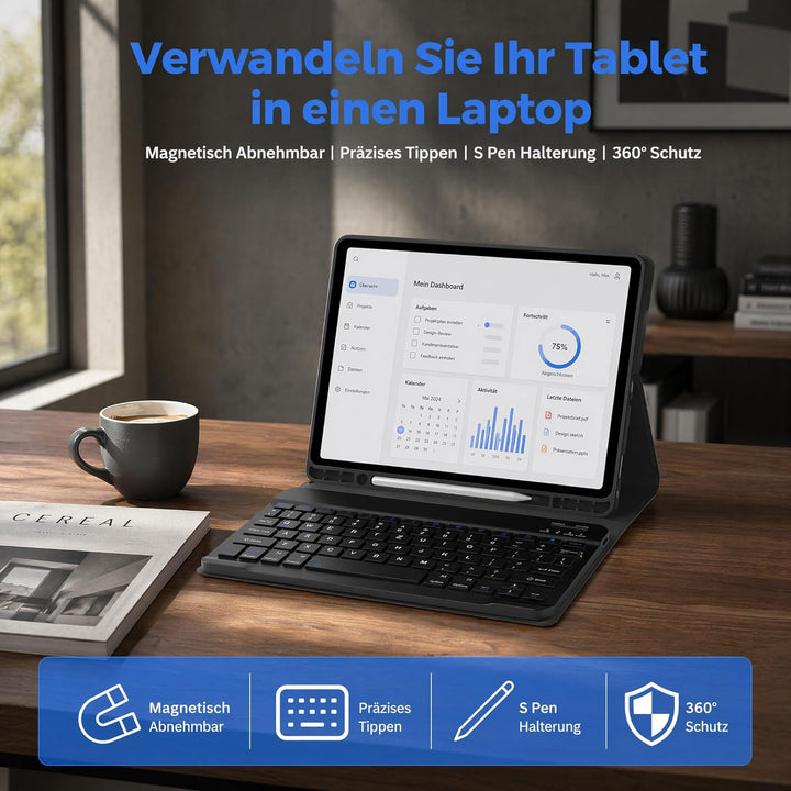 Hülle Tastatur für Samsung Galaxy Tab A11+ Plus 11" 2025 / Tab A9+ Plus 11 Zoll 2023 Tablet - QWERTZ
