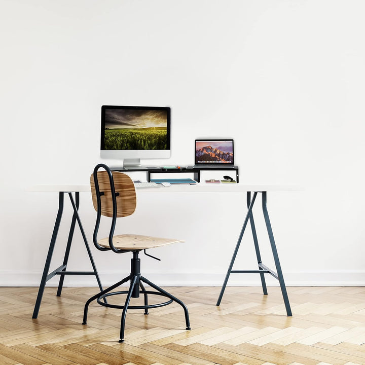 Relaxdays Monitorständer für 2 Monitore, verstellbar, ergonomisches Arbeiten, Bildschirmerhöhung Sch