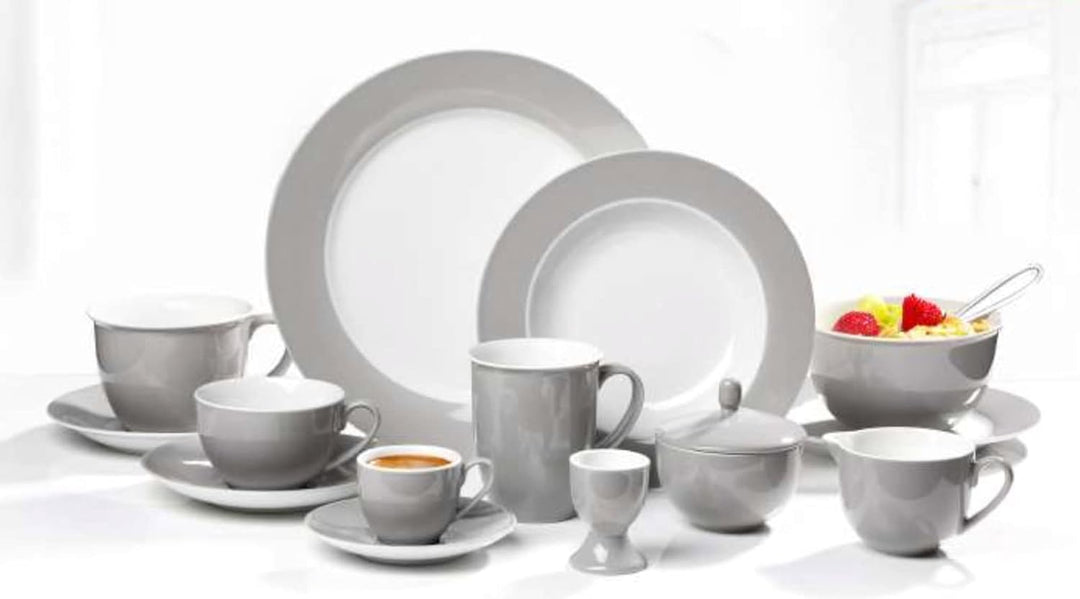 Ritzenhoff & Breker Doppio Suppenteller, 6er Set, Teller tief mit farbigem Rand, Essteller, Porzella