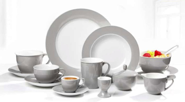 Ritzenhoff & Breker Doppio Suppenteller, 6er Set, Teller tief mit farbigem Rand, Essteller, Porzella