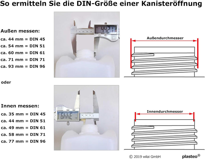 plasteo® Ausgiesser UNIVERSAL Zubehörset für alle Kanisteröffnungen DIN 45 51 61 (DIN 45 bis 61), DI