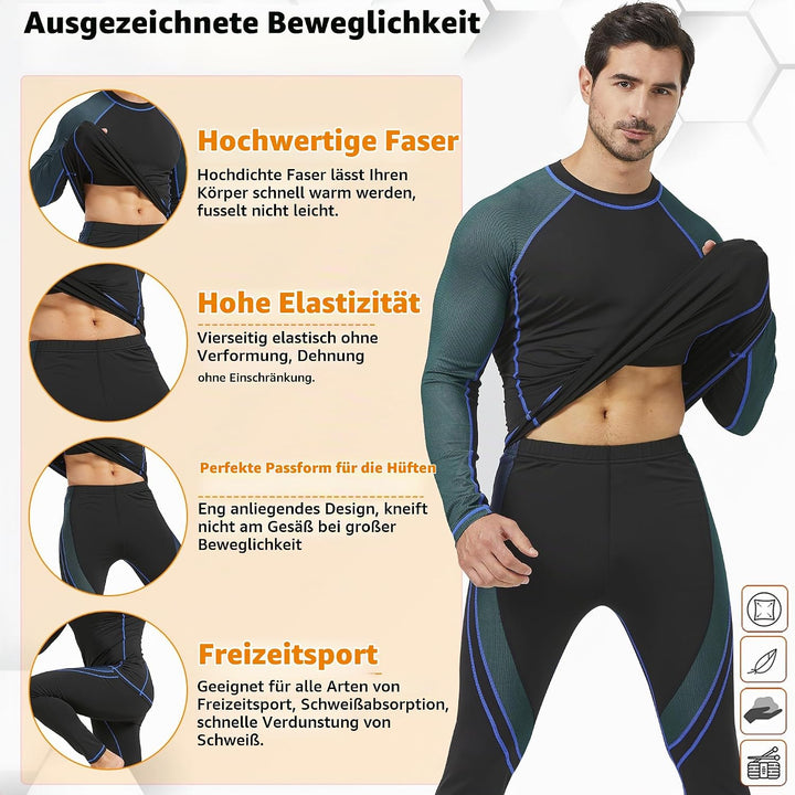 UNIQUEBELLA Thermo Unterwäsche Set, Funktionswäsche Herren Skiunterwäsche Winter Suit Ski Thermo-Unt