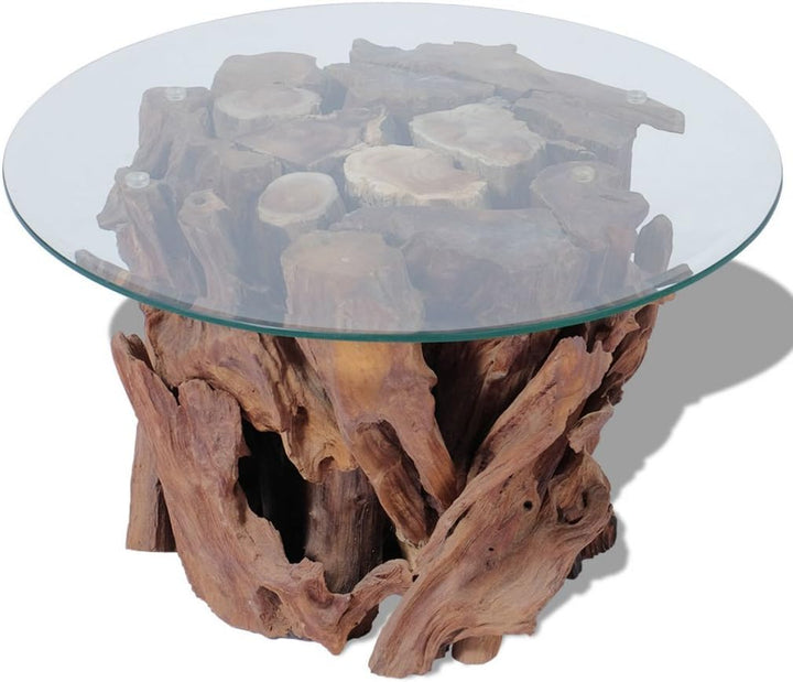 Festnight Couchtisch Kaffeetisch Coffeetisch mit Tischfuss aus Massives Teak-Treibholz Ideal als Bei