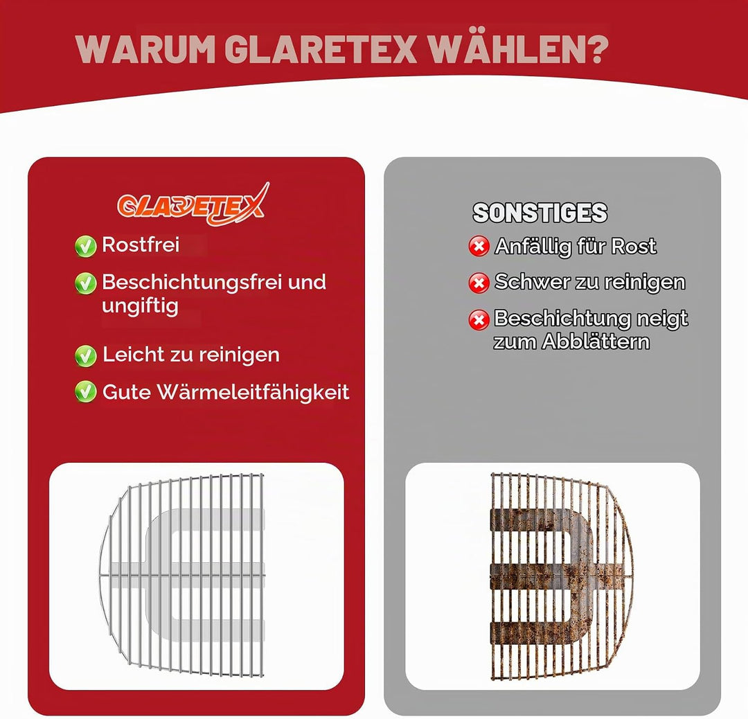7646 Stainless Steel Cooking Grates for Weber Q300, Q320, Q3000, Q3200 Series, 63.5 x 45.2 cm Replac