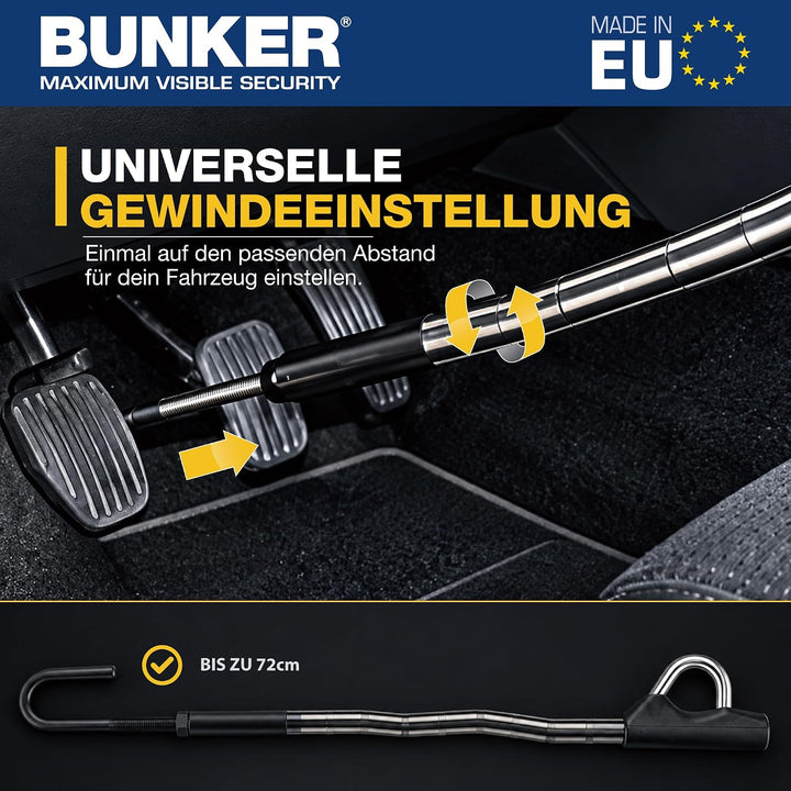 BUNKER BP80/B Lenkradkralle, Lenkradschloss für Pedal, Universal Gehärtetes Wippschloss, gepanzertes