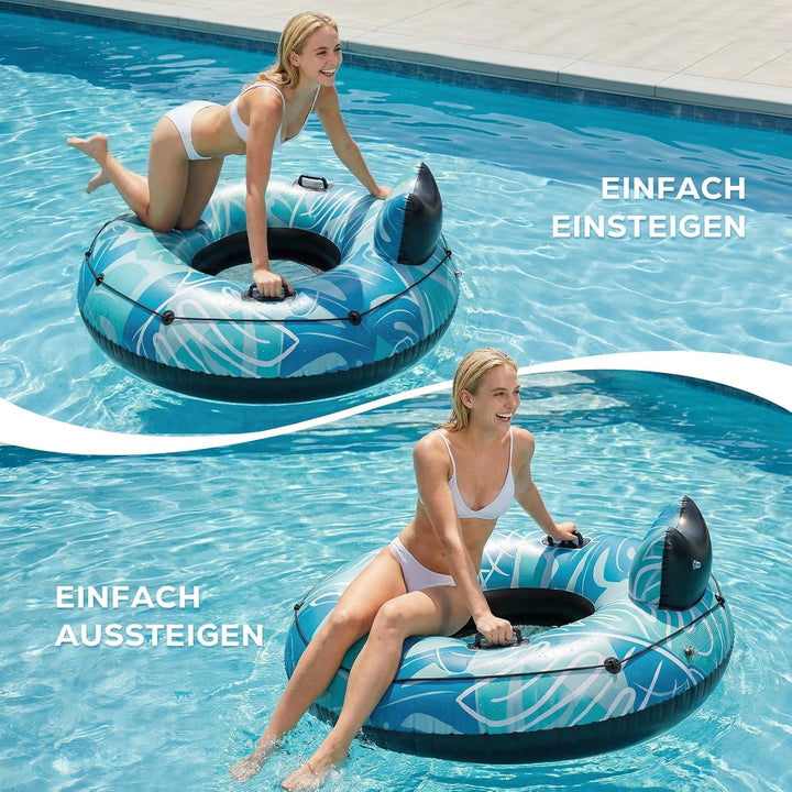 SOLAVERO Aufblasbare Luftmatratze Pool, Wasser Schwimmring Erwachsene mit Rückenlehne, Schwimmsessel