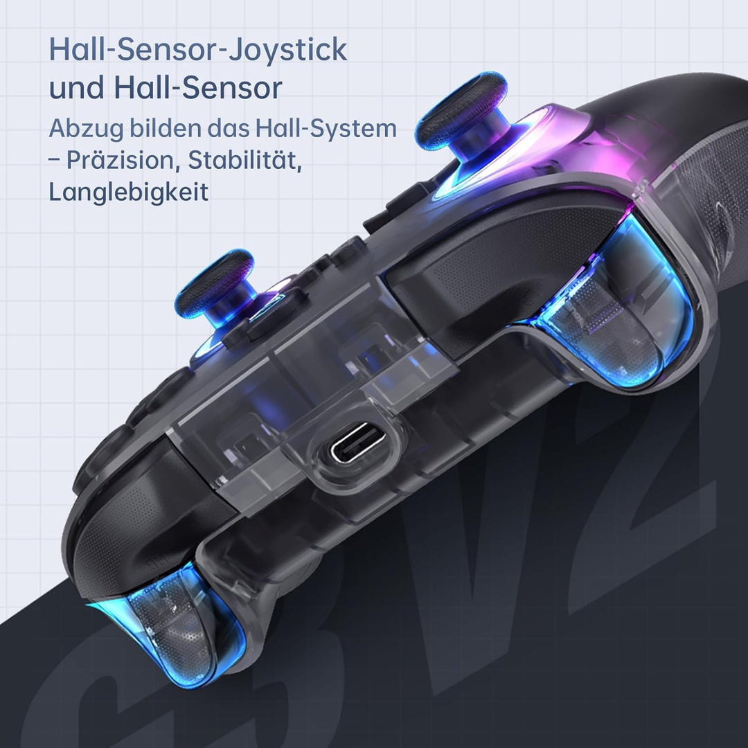 Machenike G3V2 Controller PC, Gamepad PC Wireless, 2 Einstellbare Hall Effekt Joystick, 2 Programmie