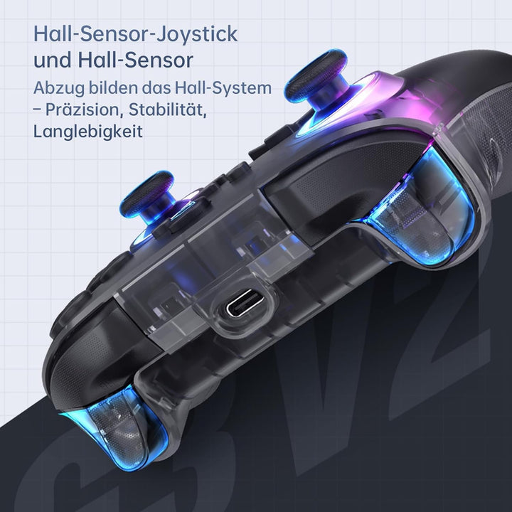 Machenike G3V2 Controller PC, Gamepad PC Wireless, 2 Einstellbare Hall Effekt Joystick, 2 Programmie