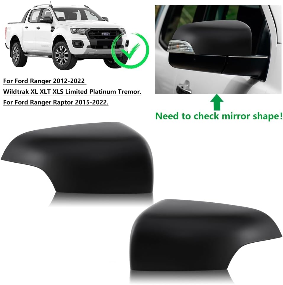 JHCHAN Generisch Blinkerschutz Spiegelabdeckung Seitenspiegelkappe für Ford Ranger 2012-2022 T6 T7 T