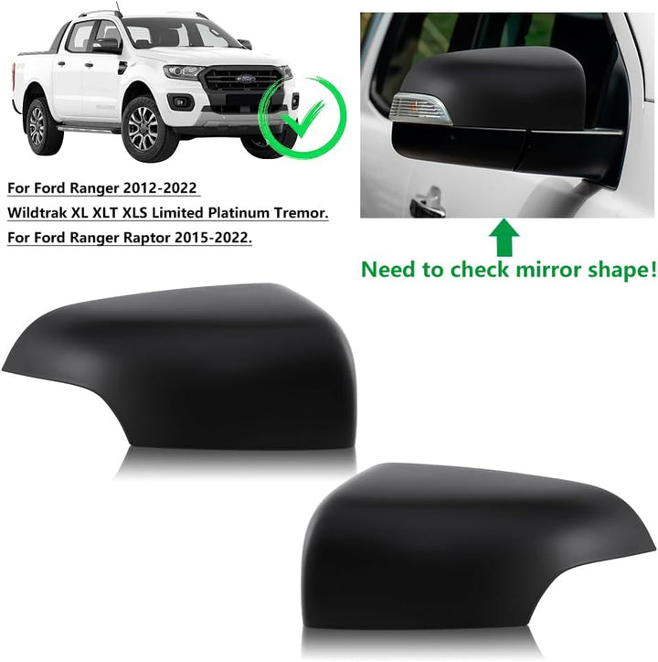 JHCHAN Generisch Blinkerschutz Spiegelabdeckung Seitenspiegelkappe für Ford Ranger 2012-2022 T6 T7 T