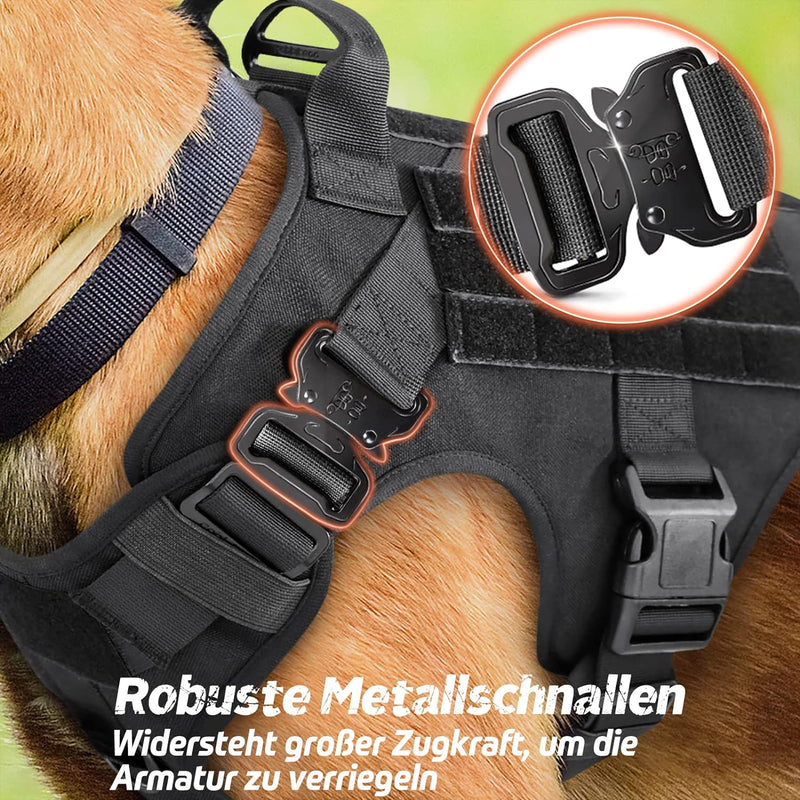 rabbitgoo No Pull Hundegeschirr Mittlere Grosse Hunde, Taktische Brustgeschirr mit MOLLE Griff Metal