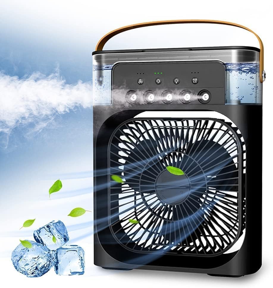 Tragbare Klimaanlage Fan, 4 in 1 Personal Mini Cooling Fan mit Wassernebel Spray, 3 Geschwindigkeite