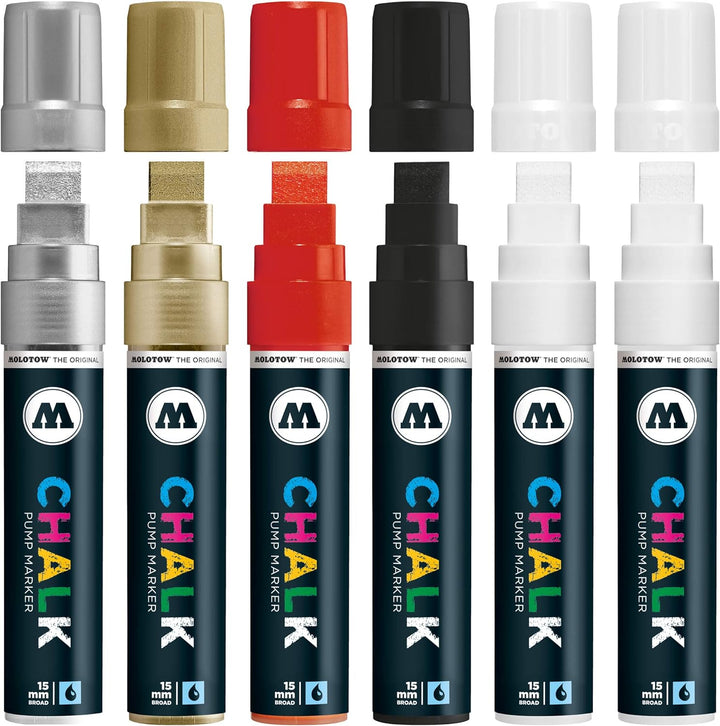 Molotow Kreidemarker Chalk Basic Set 1 - 15 mm, 6 Stück farblich sortiert 15 mm - Basic Set, 15 mm -