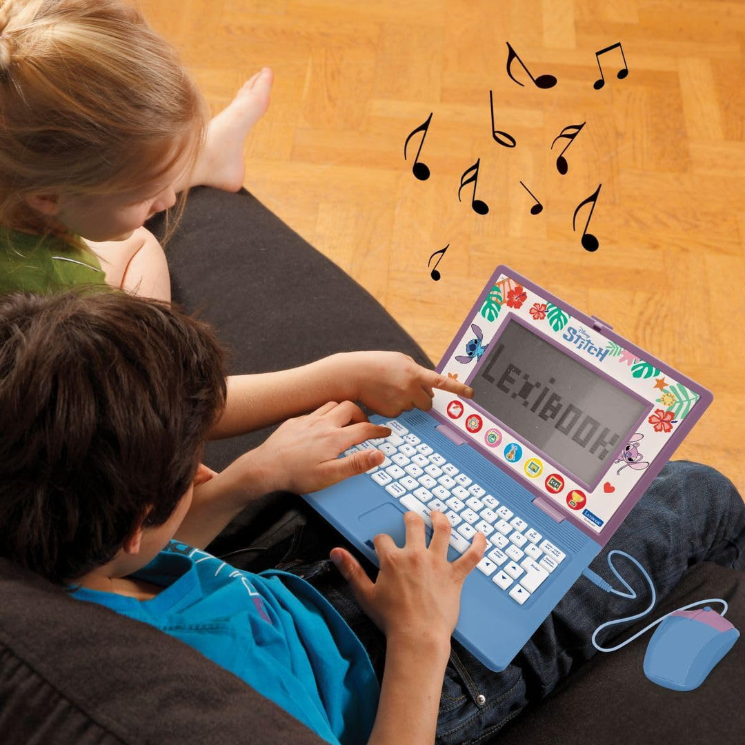 Lexibook, Disney Stitch, Bilingualer Lern-Laptop Disney Stitch, 170 Aktivitäten auf Englisch/Deutsch
