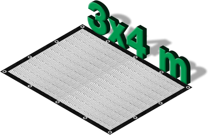 Abdecknetz (3x4m) schwarz mit Erdspiessen | feinmaschig (10x10mm) mit stabilem Rand | Teichabdeckung