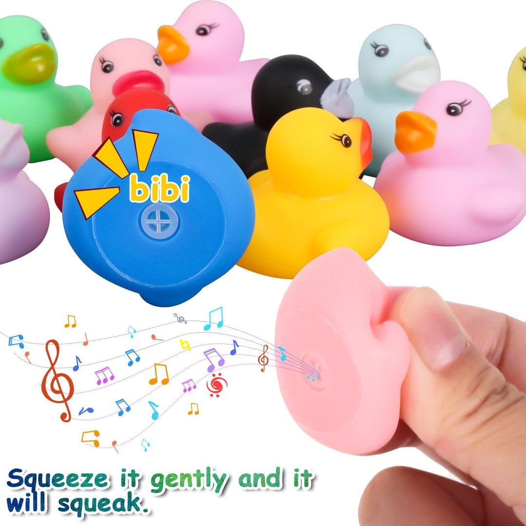 48 Stück Quietscheente, Bunt Gummiente, Klein Badeenten, Badespielzeug für Kinder, Quietschente, Rub