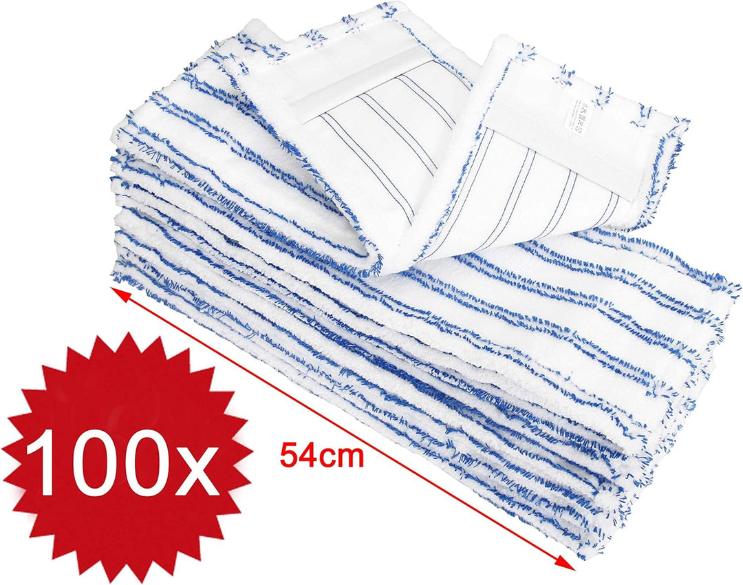 100x Microfasermöppe für Gewerbetreibende | Wischmöppe für 50cm Mopphalter | Wischbezüge mit Abrasiv