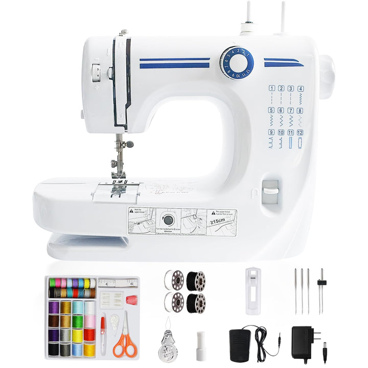 Nähmaschine für Anfänger and Kinder, 12 Stichprogrammen Kleine Nähmaschinen, Mini Sewing Machine Tra