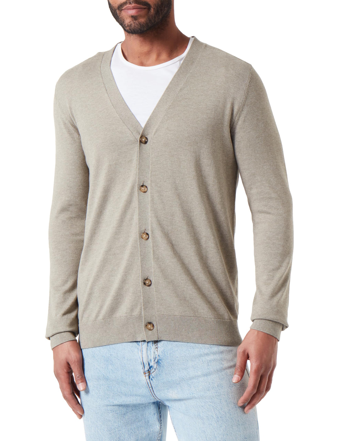 SELETED HOMME Herren Slhberg Ls Knit V-Neck Cardigan Noos Strickjacke M Vetiver/Detail:melange, M Ve