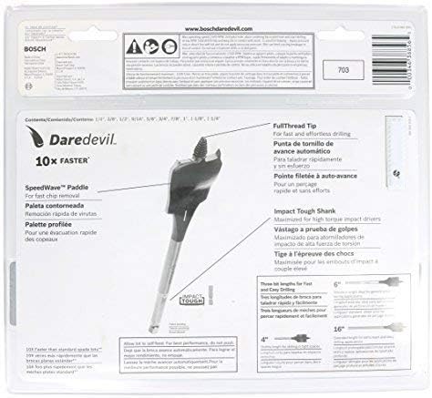 BOSCH Daredevil DSB5010 Standard Spaten-Bit-Set mit Vollkegelgewinde und Spurritze, Blau, 10-teilig