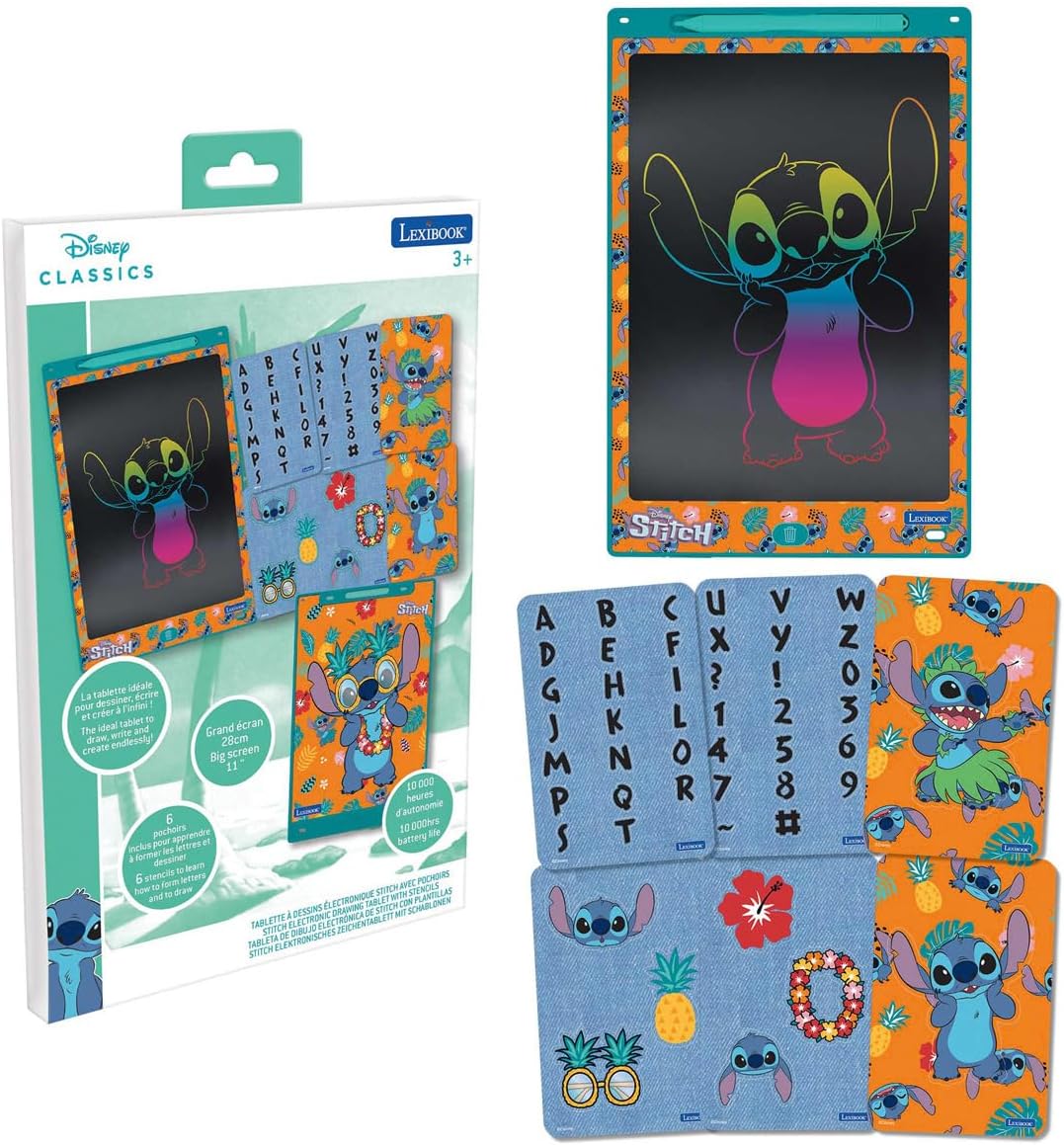 Lexibook CRT10D Disney Stitch, Magic Slate, Kunst-und Bastelspielzeug für Mädchen und Jungen, A4-For
