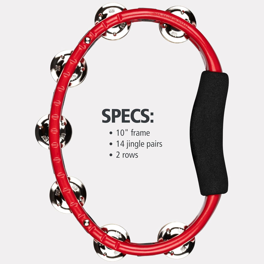 Meinl Percussion TMT1R Tambourine (ABS-Plastik) mit Stahlschellen (2-reihig) - Handmodell, rot