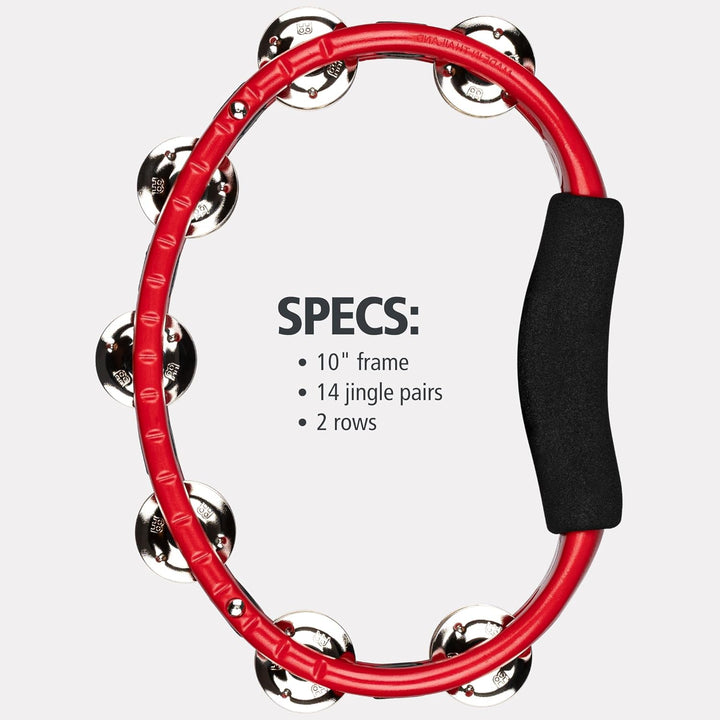 Meinl Percussion TMT1R Tambourine (ABS-Plastik) mit Stahlschellen (2-reihig) - Handmodell, rot