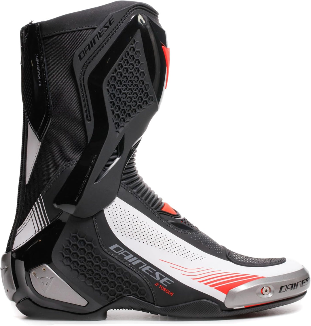 Dainese Stiefel Torque 4 Air Boots Motorradstiefel Racing Stiefel, 45 EU Black White Red Fluo 45 EU,