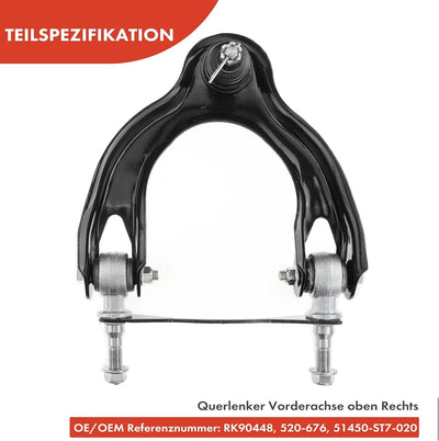 Frankberg 1x Querlenker Radaufhängung Vorderachse Rechts Oben Kompatibel mit Civic VI Fastback MA MB