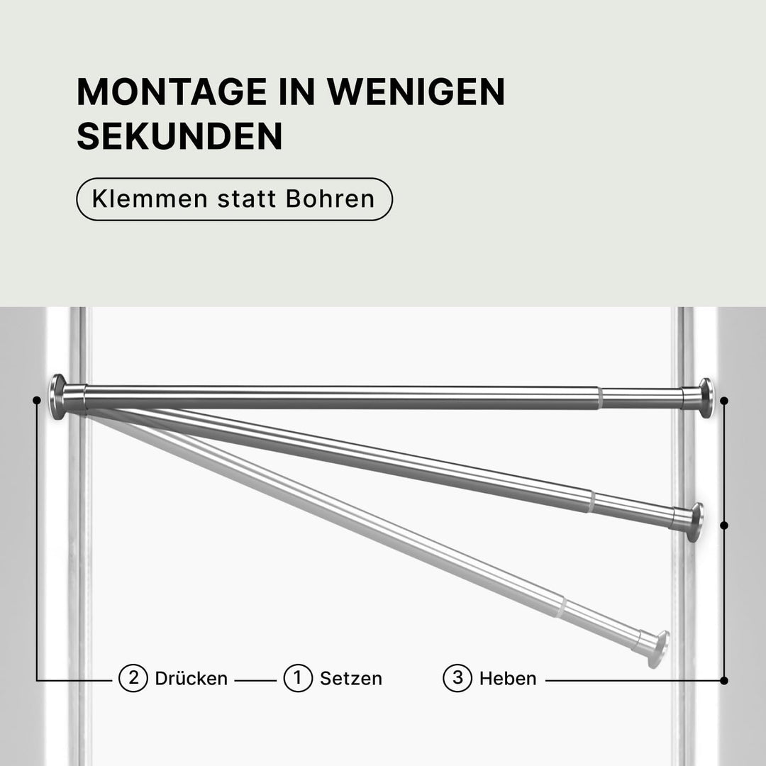 MEISENBERG Gardinenstange ohne Bohren 70-120cm - Teleskopstange Vorhang - Duschstange - Edelstahl -