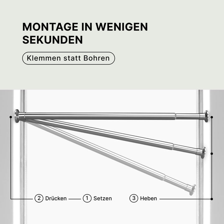 MEISENBERG Gardinenstange ohne Bohren 70-120cm - Teleskopstange Vorhang - Duschstange - Edelstahl -
