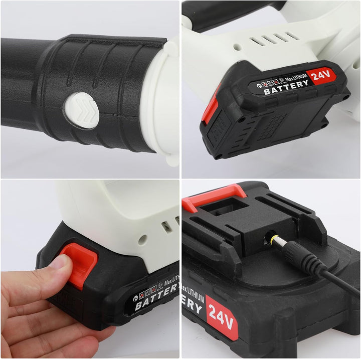 handgeführter kabelloser elektrischer Laubbläser mit 2 Batterien und 1 Ladegerät, 24V batteriebetrie