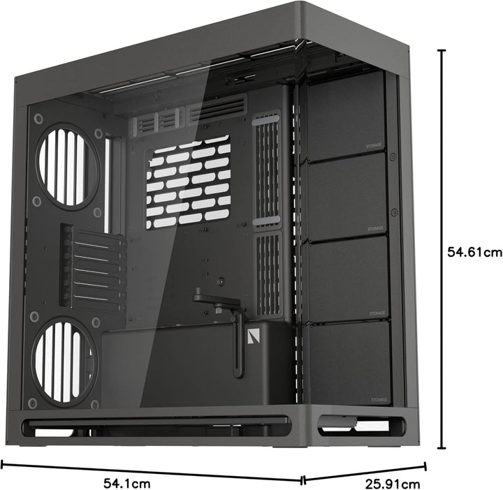 HAVN HS 420 Dual-Chamber ATX Mid Tower PC Gehäuse Schwarz | Hybrid-Design, 11x 140mm Lüfter & 3X 420