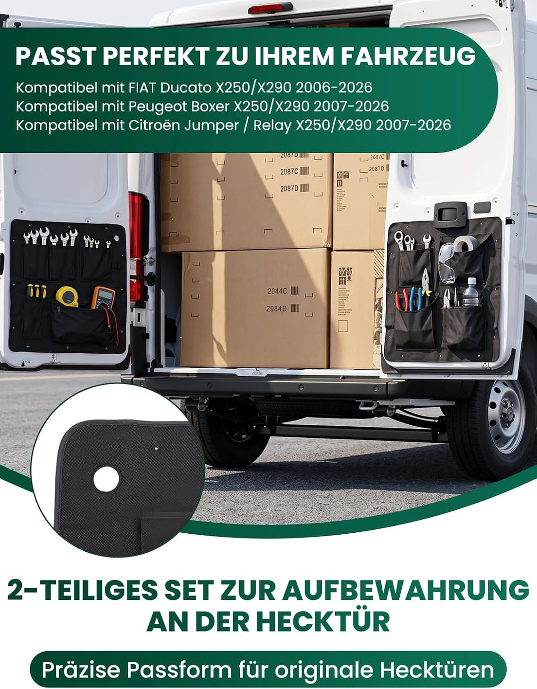 2er Set Aufbewahrungsorganizer Kompatibel mit Fiat Ducato Peugeot Boxer Citroen Jumper Relais X250 X