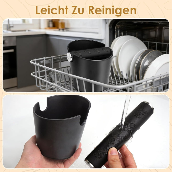 Abklopfbehälter für Siebträger,Gross Knock Box Stossdämpfende,Kaffeesatz Abschlagbehälter mit Abnehm