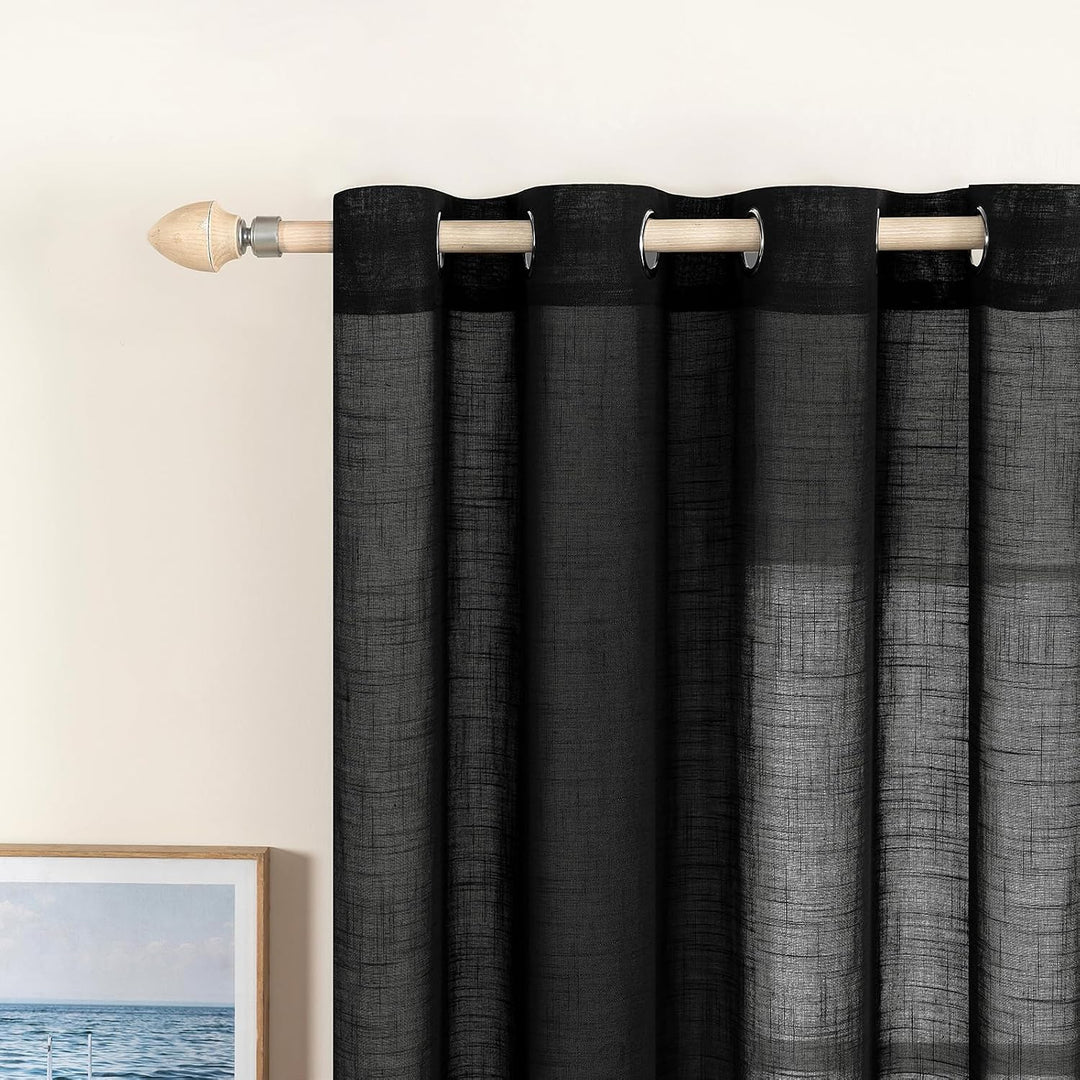 MIULEE 2er Set Voile Vorhang Sheer Leinenvorhang mit Ösen Transparente Leinen Optik Gardine Ösenscha
