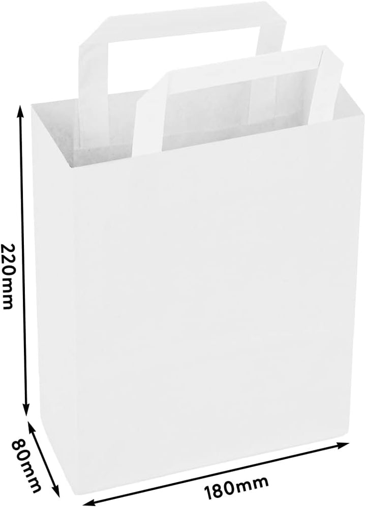 verpacking Papiertragetaschen mit Flachhenkel 22 x 18 x 8 cm Weiss - Papiertüten Bio Papiertasche Kr