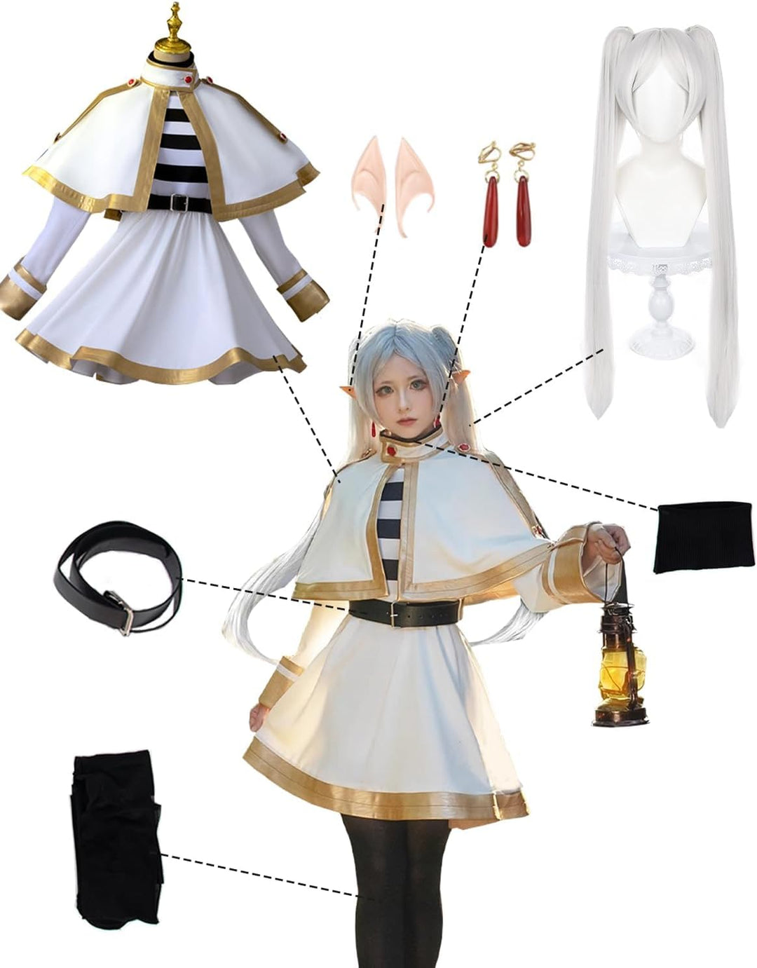 CR ROLECOS Anime Set Frieren auf der Beerdigung Himmel Cosplay Kostüm Outfit Frieren, Himmel,Heiter,