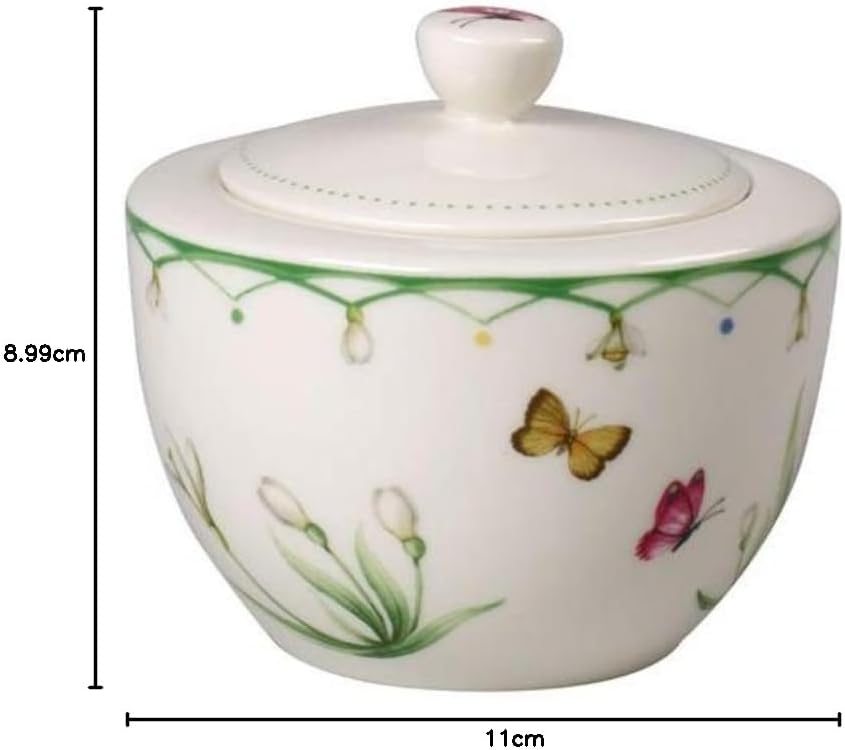 Villeroy und Boch Colourful Spring Zuckerdose, 300 ml, Premium Porzellan, Weiss/Bunt, Zuckerdose
