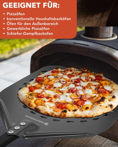 SOUTHGATE 12 Zoll Perforierter Pizzaschieber, Pizzaschaufel aus Hart Eloxiertes Aluminium, Pizza Sch
