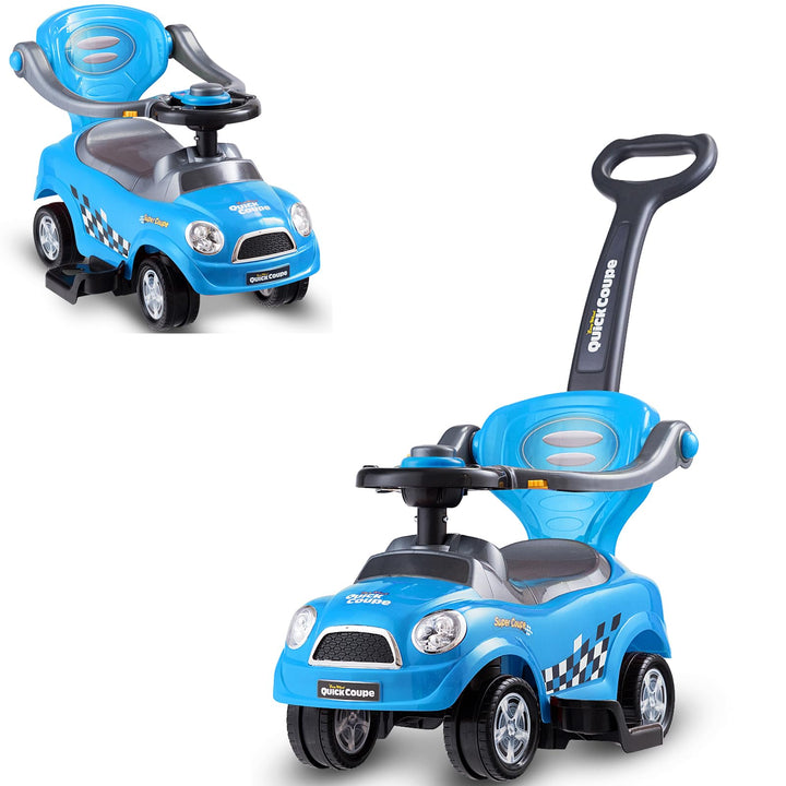 DREAMADE Rutschauto mit Schiebestange, Rutschfahrzeug mit abnehmbarem Sicherheitsbügel & Fussstützen
