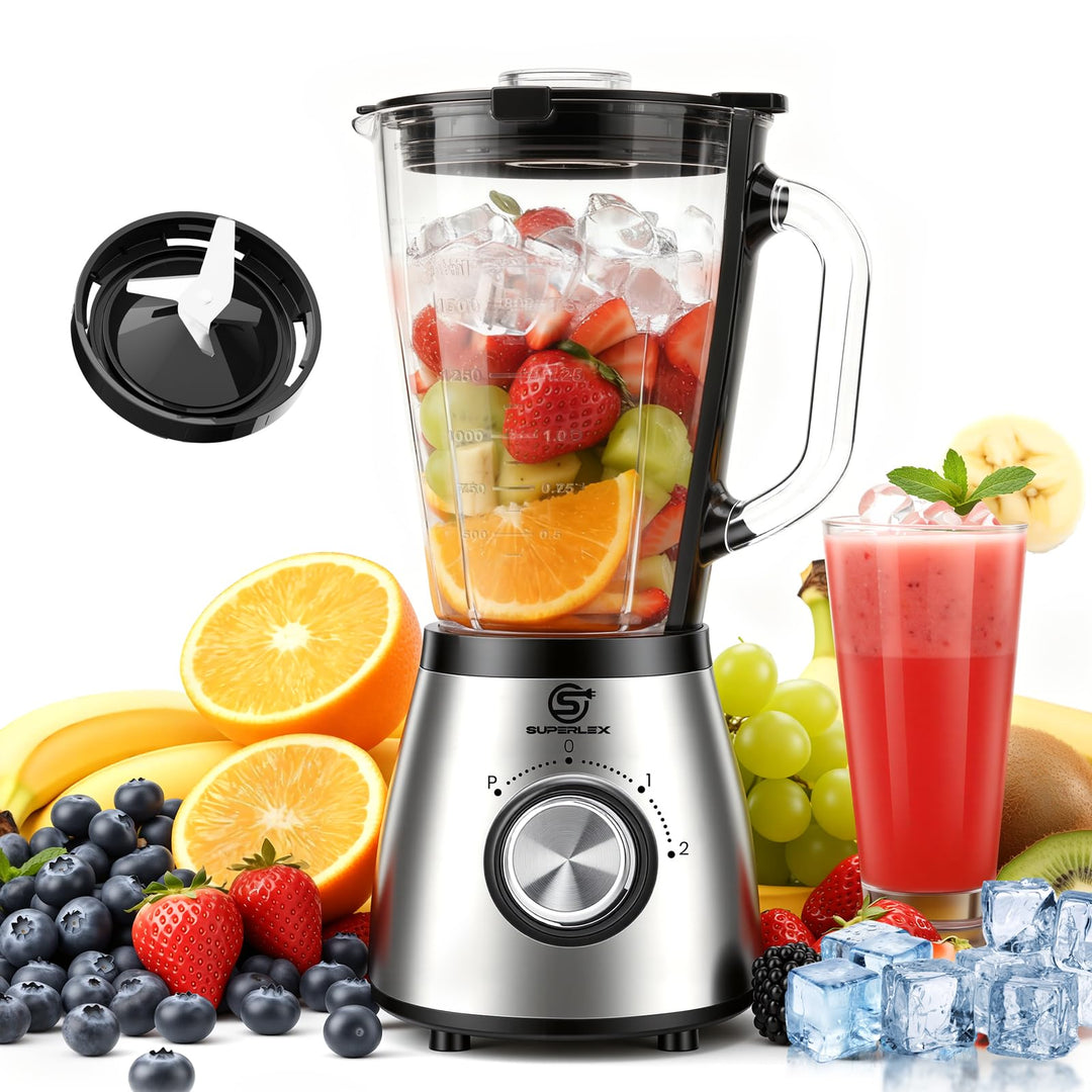 Standmixer 800W Hochleistungsmixer mit 1,5L Glasbehälter 2 Geschwindigkeitsstufen Plus Pulse Edelsta