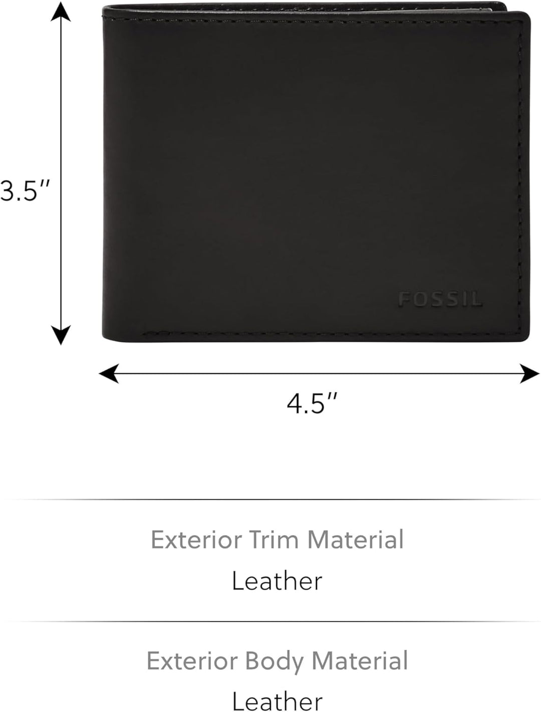 Fossil Herren Derrick Leder RFID-blockierende Bifold Passcase mit abnehmbarem Kartenetui Schwarz, Sc