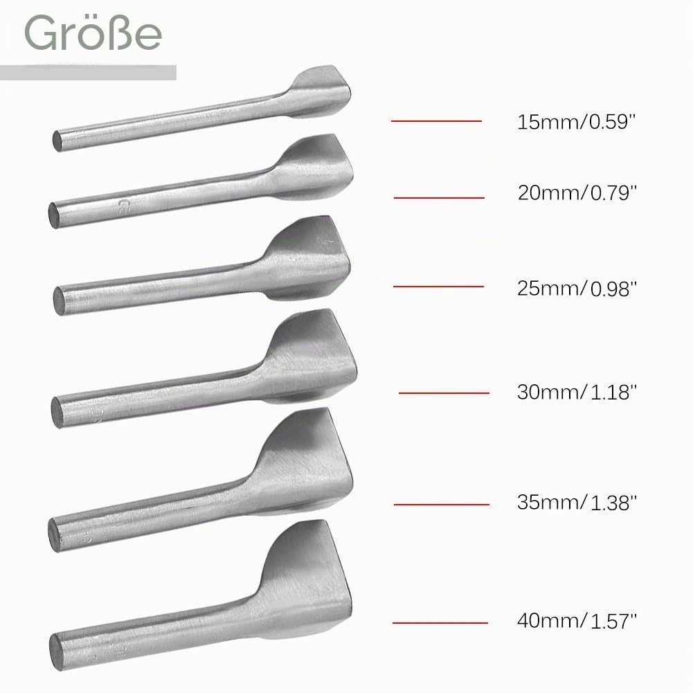 6 Stück/Set DIY Leder Carft V Form Stanzgürtel Endschneider für Zuhause Leder Nähen (15–40 mm)