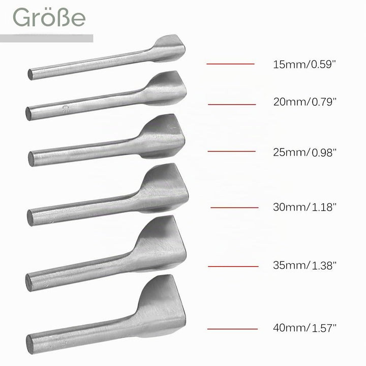 6 Stück/Set DIY Leder Carft V Form Stanzgürtel Endschneider für Zuhause Leder Nähen (15–40 mm)