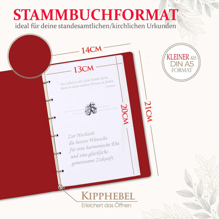 Stammbuch DU & ICH, tomtenrot, Velours, Herzrägung Gold, Stammbuchformat, das Buch für Alle (60002R)