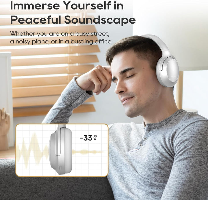 Srhythm NiceComfort 45 Active Noise Cancelling Headphone, drahtlose Bluetooth-Kopfhörer mit Transpar